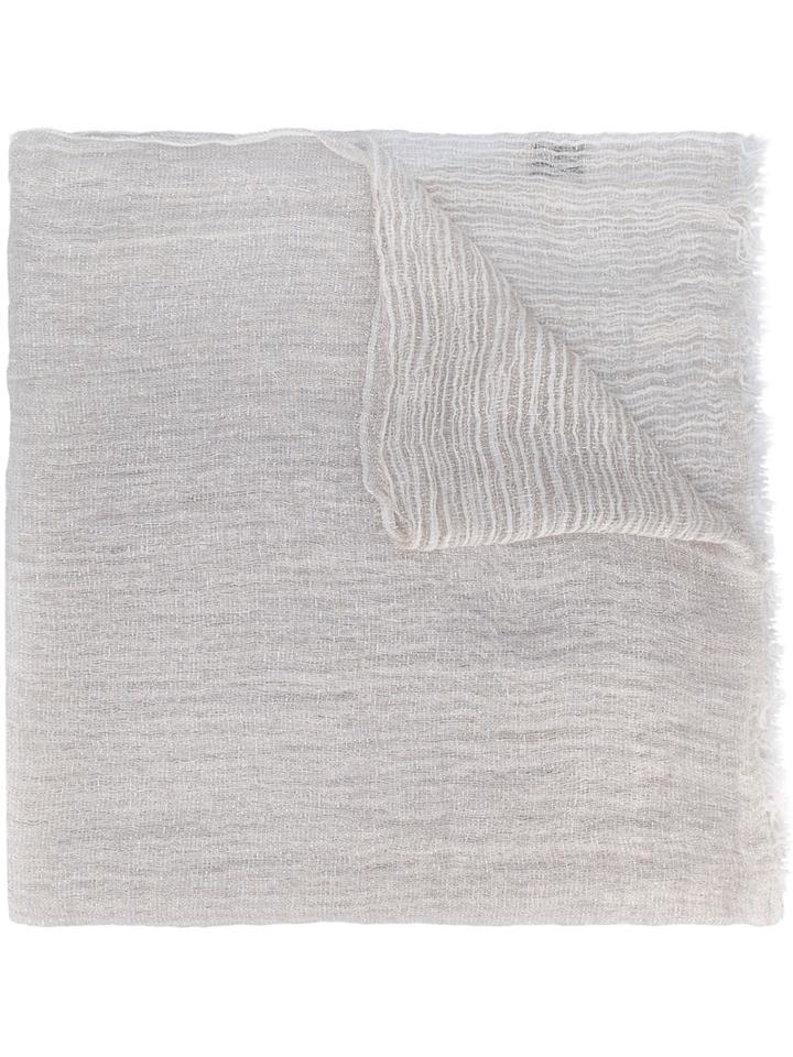 Forte Forte - Striped Fringed Scarf - Women - Linen/flax/lurex/polyamide - One Size, Nude/neutrals, Linen/flax/lurex/polyamide