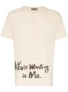 Yohji Yamamoto Henley Message Cotton T-shirt - Neutrals