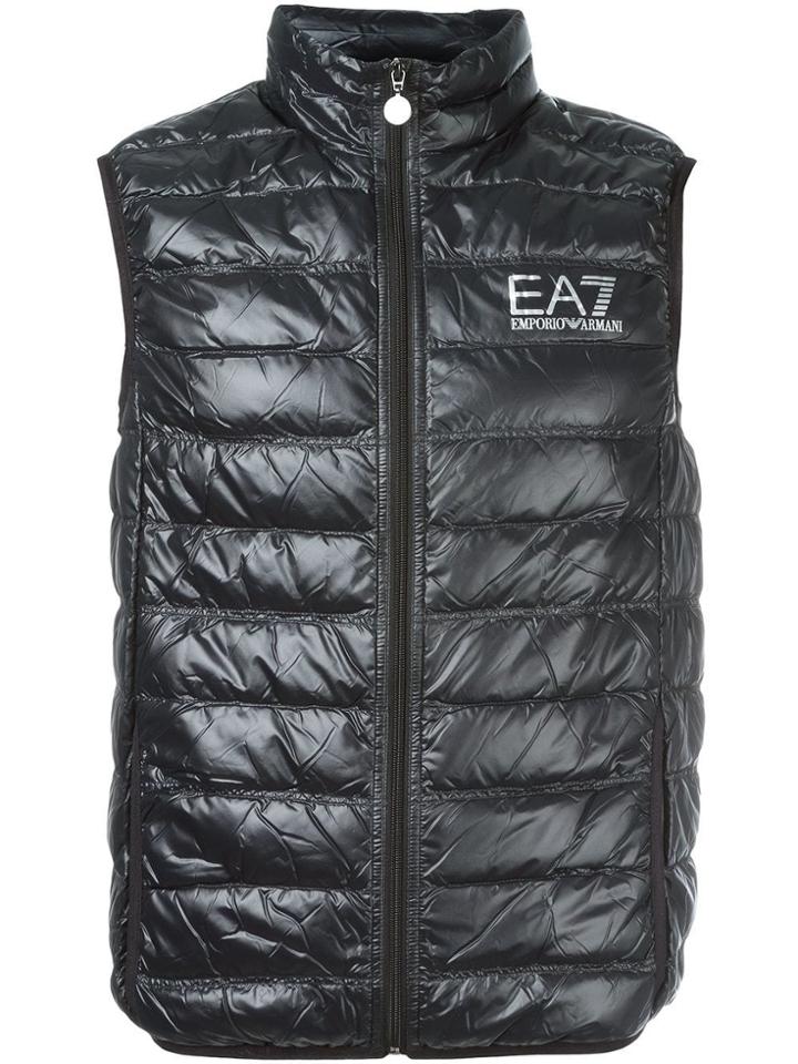Ea7 Emporio Armani Sleeveless Zip Up Jacket - Black