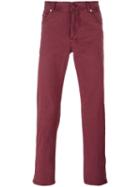 Kiton Slim-fit Trousers, Men's, Size: 33, Red, Cotton/spandex/elastane/lyocell