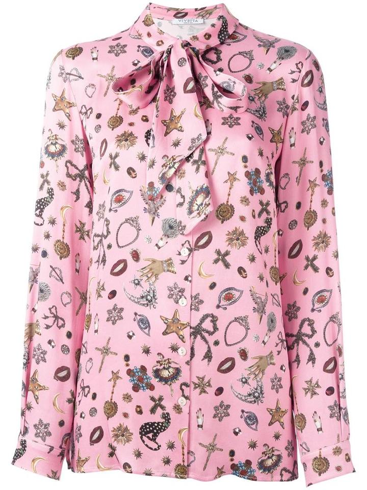 Vivetta 'cocco' Neck Tie Shirt, Women's, Size: 40, Pink/purple, Viscose