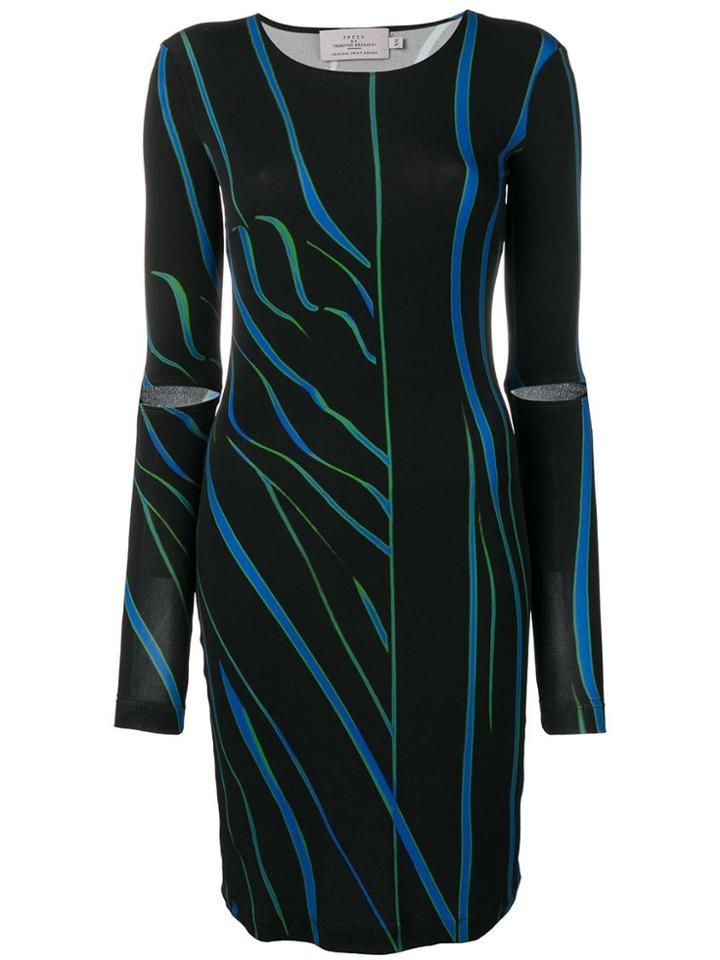 Preen By Thornton Bregazzi Distorted Stripe Fitted Dress - Black