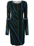 Preen By Thornton Bregazzi Distorted Stripe Fitted Dress - Black