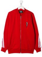 Neil Barrett Kids Lightning Bolt Zip Sweatshirt - Red