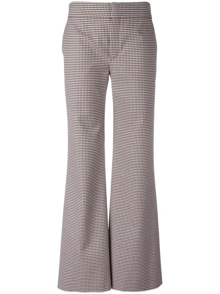 Chloé Check Flared Trousers, Women's, Size: 36, Red, Silk/cotton/spandex/elastane/virgin Wool