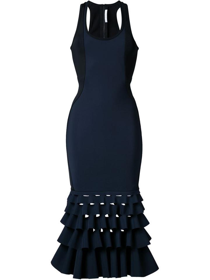Dion Lee Slash Ruffle Dress, Women's, Size: 12, Blue, Polyamide/polyester/spandex/elastane