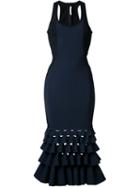 Dion Lee Slash Ruffle Dress, Women's, Size: 12, Blue, Polyamide/polyester/spandex/elastane