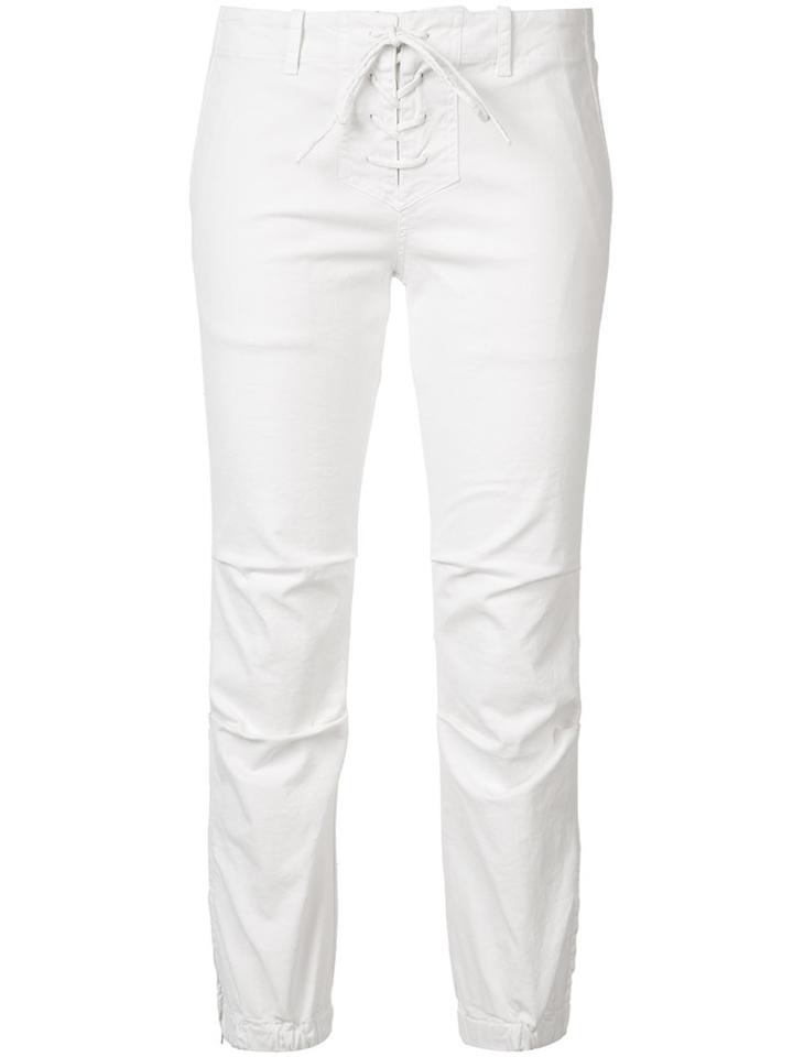 Nili Lotan Lace-up Elastic Cuff Pants, Women's, Size: 2, White, Cotton/spandex/elastane