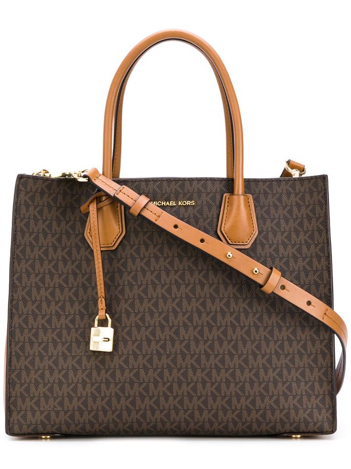 Michael Michael Kors - Monogram Logo Mercer Tote - Women - Leather - One Size, Brown, Leather