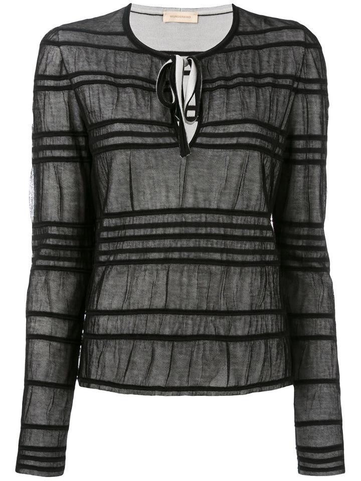 Wunderkind - Drawstring Neck Top - Women - Silk/cotton/polyamide/virgin Wool - S, Black, Silk/cotton/polyamide/virgin Wool