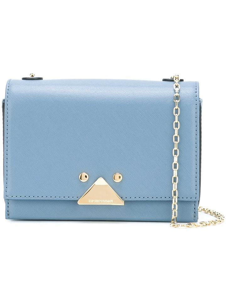 Emporio Armani Logo Plaque Crossbody Bag, Women's, Blue