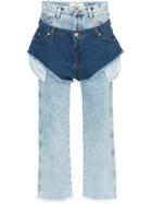 Natasha Zinko High Waisted Jeans With A Denim Shorts Layer - Blue