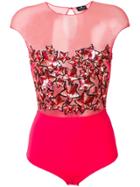 Elisabetta Franchi Sequin Embellished Sheer Bodysuit - Pink