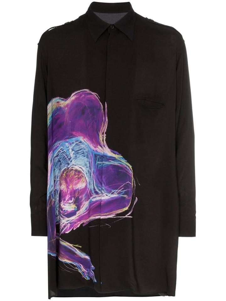 Yohji Yamamoto Printed Long Shirt - Black