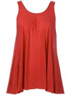 Forte Forte - Flared Tank Top - Women - Linen/flax - 1, Red, Linen/flax