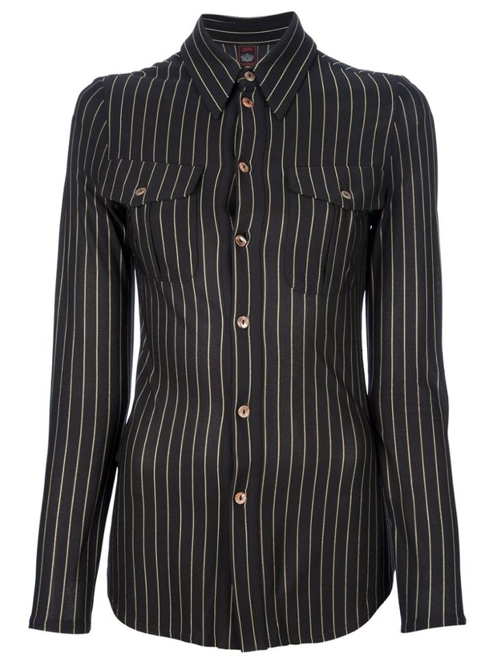 Jean Paul Gaultier Vintage Fitted Striped Shirt - Black