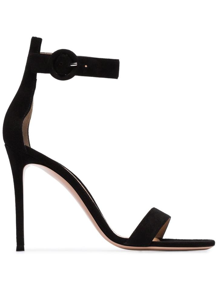 Gianvito Rossi 105 Strappy Suede Sandals - Black