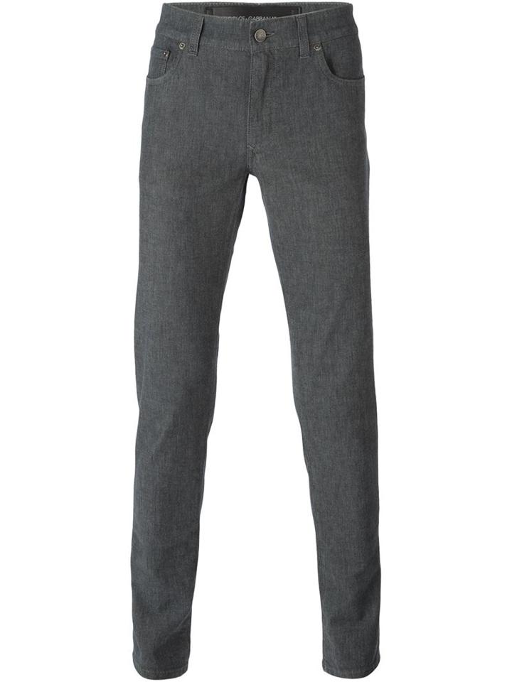 Dolce & Gabbana Slim Jeans, Men's, Size: 56, Grey, Cotton/spandex/elastane/leather