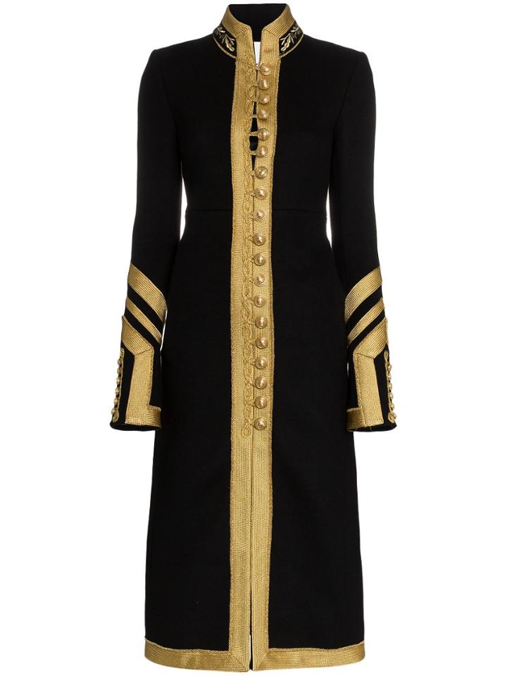 Paco Rabanne Collarless Military Wool Coat - Black
