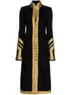 Paco Rabanne Collarless Military Wool Coat - Black