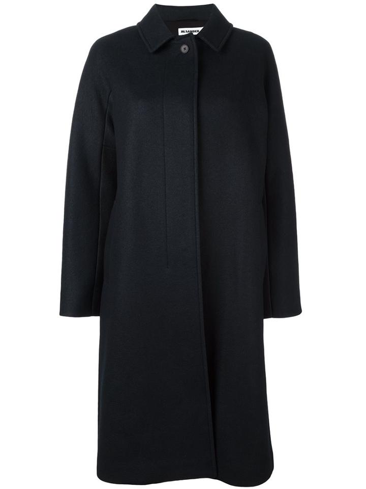 Jil Sander - 'burgau' Coat - Women - Silk/cupro/wool - 34, Blue, Silk/cupro/wool