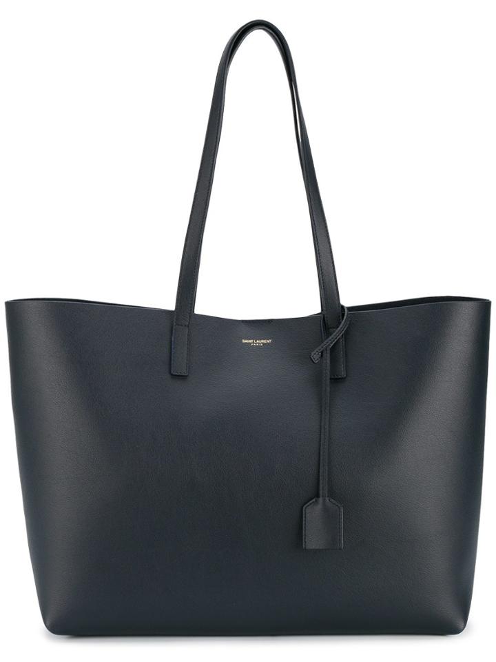 Saint Laurent Leather Shopper Tote - Blue