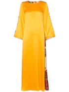 Rianna + Nina Flared Sleeve Long Silk Maxi Dress - Yellow & Orange