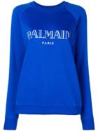 Balmain Classic Logo Print Sweater - Blue