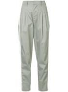 Bassike Contrast Stripe Pleated Trousers - Grey