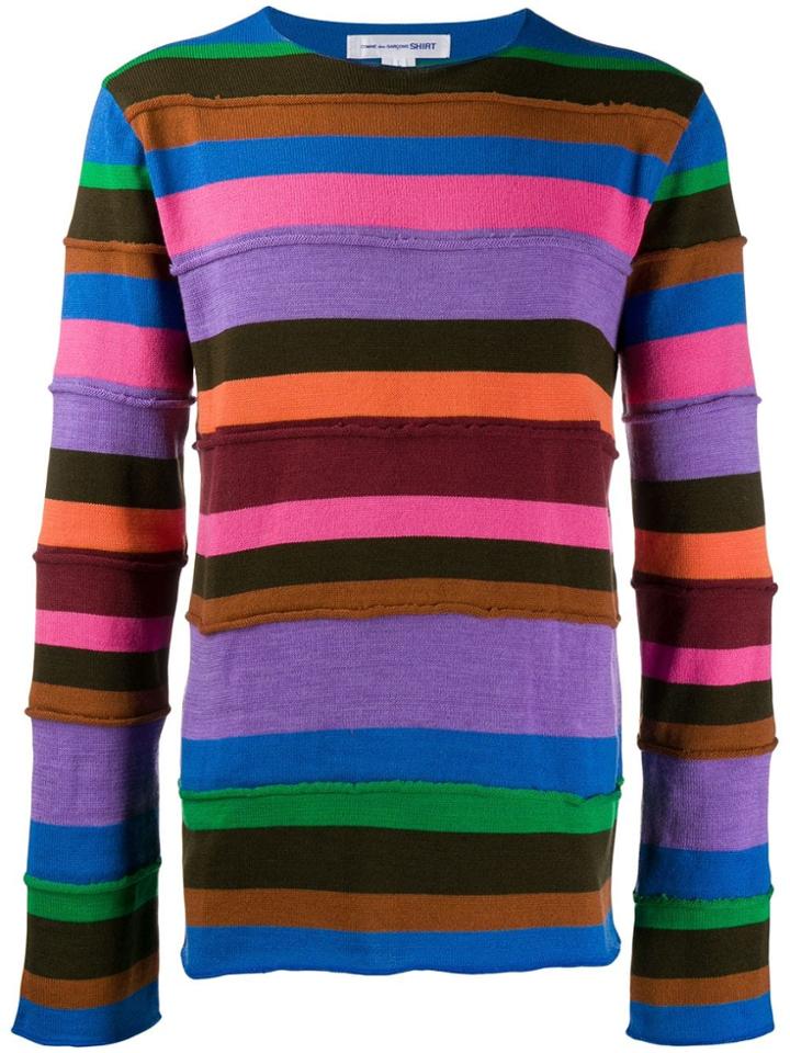 Comme Des Garçons Shirt Striped Panel Jumper - Purple