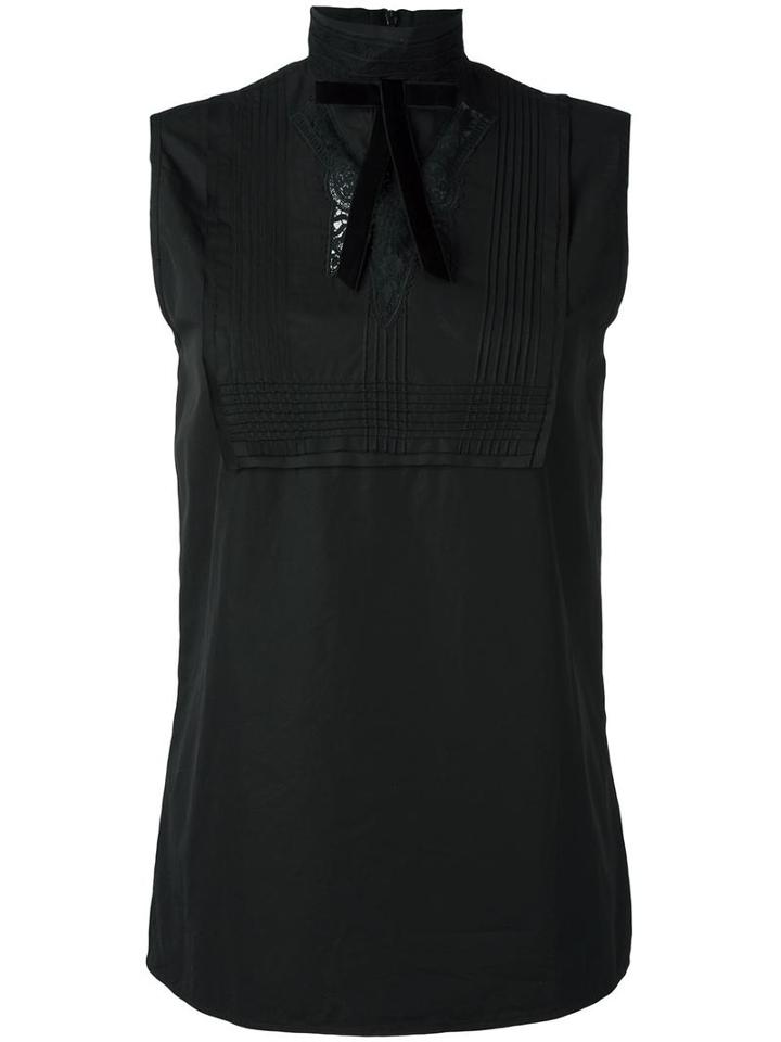 Dsquared2 Lace Neckline Bib Blouse, Women's, Size: 46, Black, Cotton