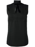 Dsquared2 Lace Neckline Bib Blouse, Women's, Size: 46, Black, Cotton