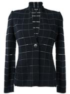 Giorgio Armani Check Woven Jacket, Women's, Size: 48, Blue, Viscose/polyamide/spandex/elastane/polyester