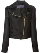 Emanuel Ungaro Cropped Biker Jacket, Women's, Size: 42, Black, Silk