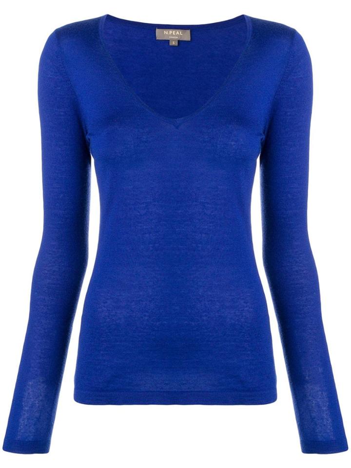 N.peal Fine V-neck Jumper - Blue