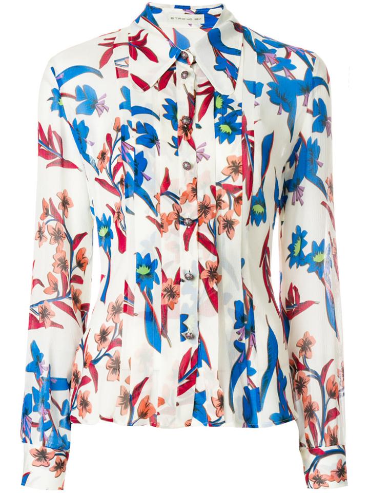 Etro Floral Pleated Blouse - White