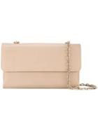 Casadei - Logo Embossed Shoulder Bag - Women - Nappa Leather/satin - One Size, Nude/neutrals, Nappa Leather/satin