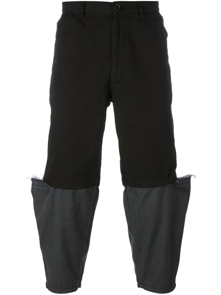Comme Des Garçons Shirt Two-tone Trousers, Men's, Size: Medium, Black, Cotton/polyester