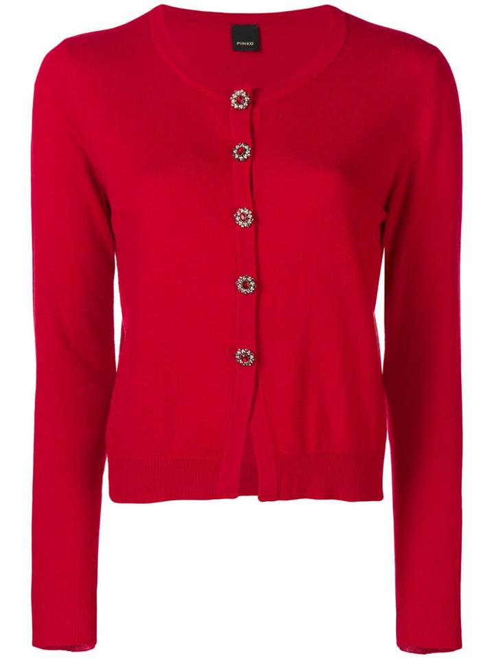 Pinko Round Neck Cardigan - Red