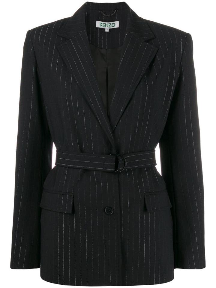 Kenzo Pinstripe Belted Blazer - Black