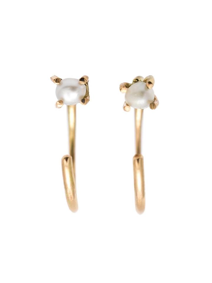 Melissa Joy Manning Pearl Hug Hoops, Women's, Metallic