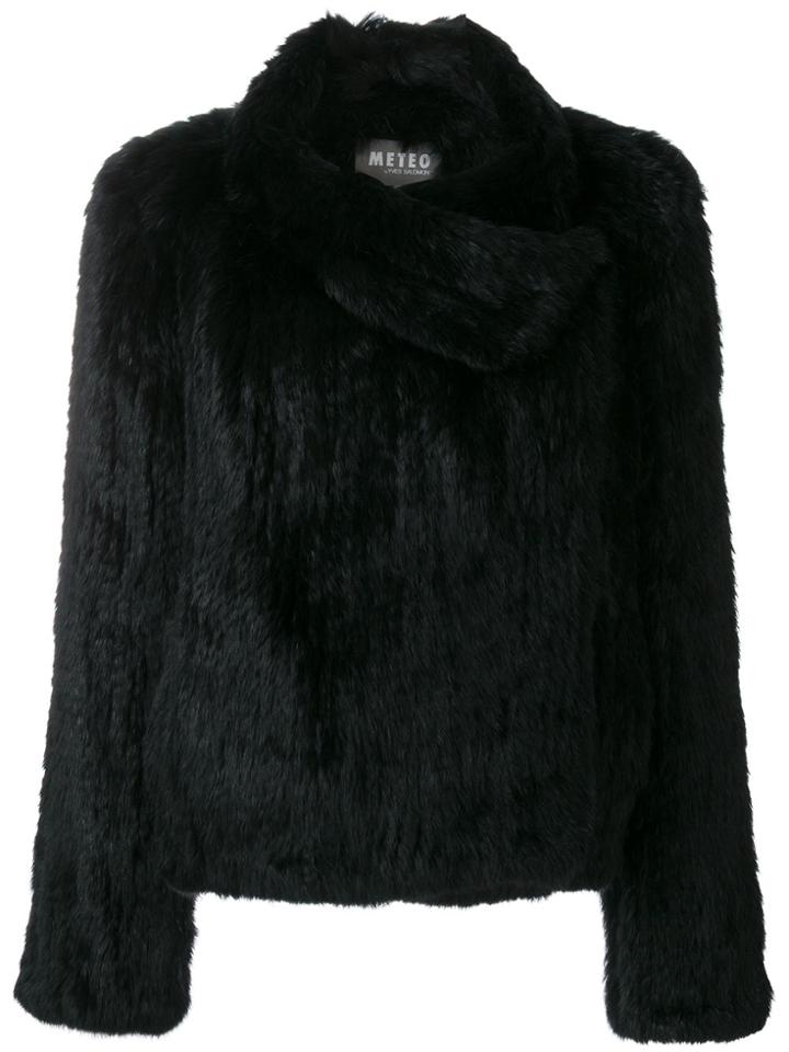 Meteo By Yves Salomon Asymmetric Coat - Black