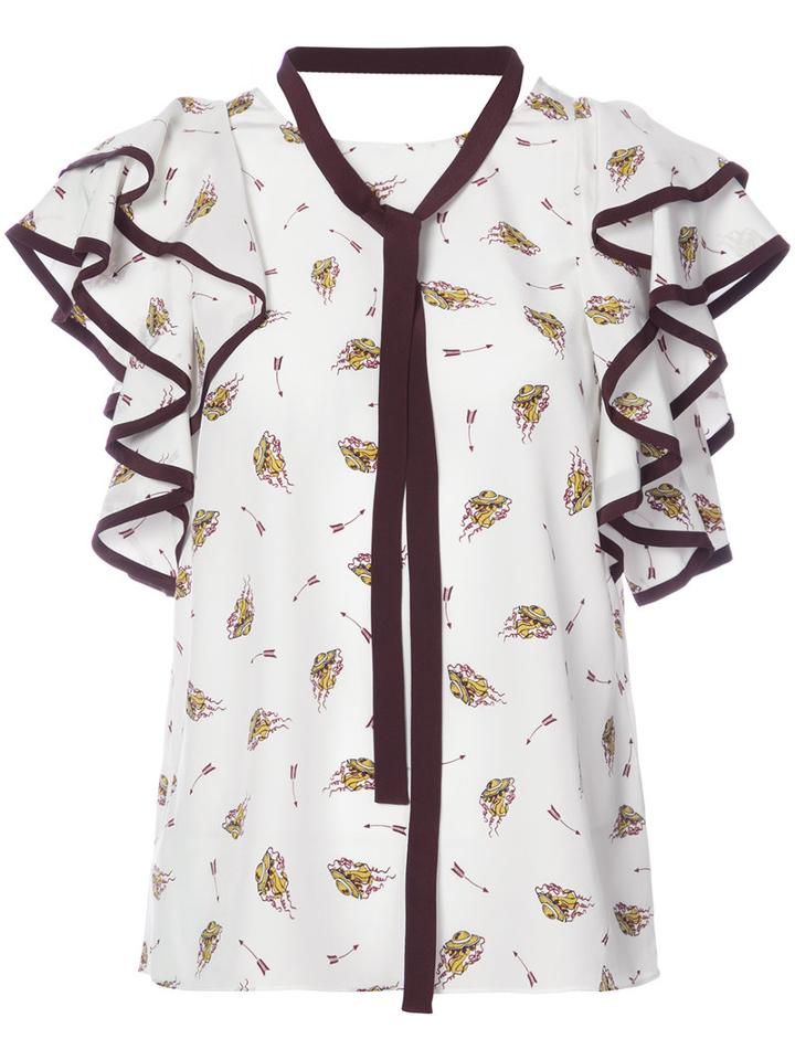 Dorothee Schumacher - Ruffled Sleeve Blouse - Women - Silk - 1, White, Silk