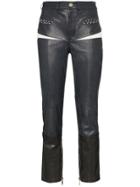 Skiim Manon Front Pocket Slim Leg Leather Trousers - Blue