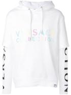 Versace Collection Contrast Logo Hoodie - White