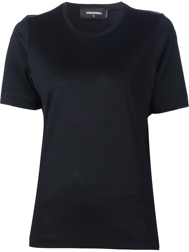 Dsquared2 Round Neck T-shirt, Women's, Size: Medium, Black, Silk/viscose