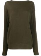 Prada Ribbed Knitted Jersey Top - Green