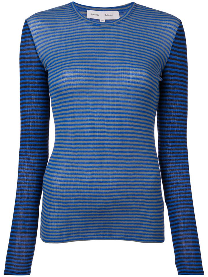 Proenza Schouler Striped Long-sleeve Fitted Top - Blue