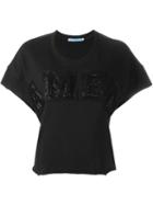 Amen Embellished Logo Patch T-shirt, Women's, Size: 42, Black, Cotton/glass/pvc