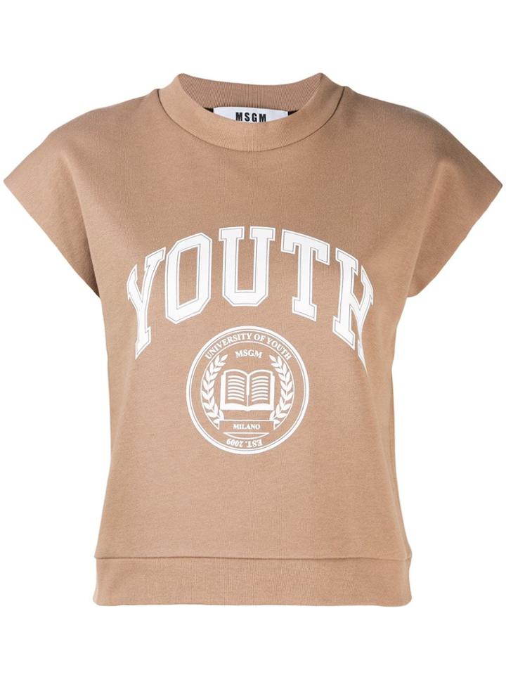 Msgm Printed 'youth' T-shirt - Neutrals